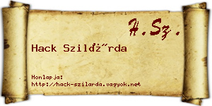 Hack Szilárda névjegykártya